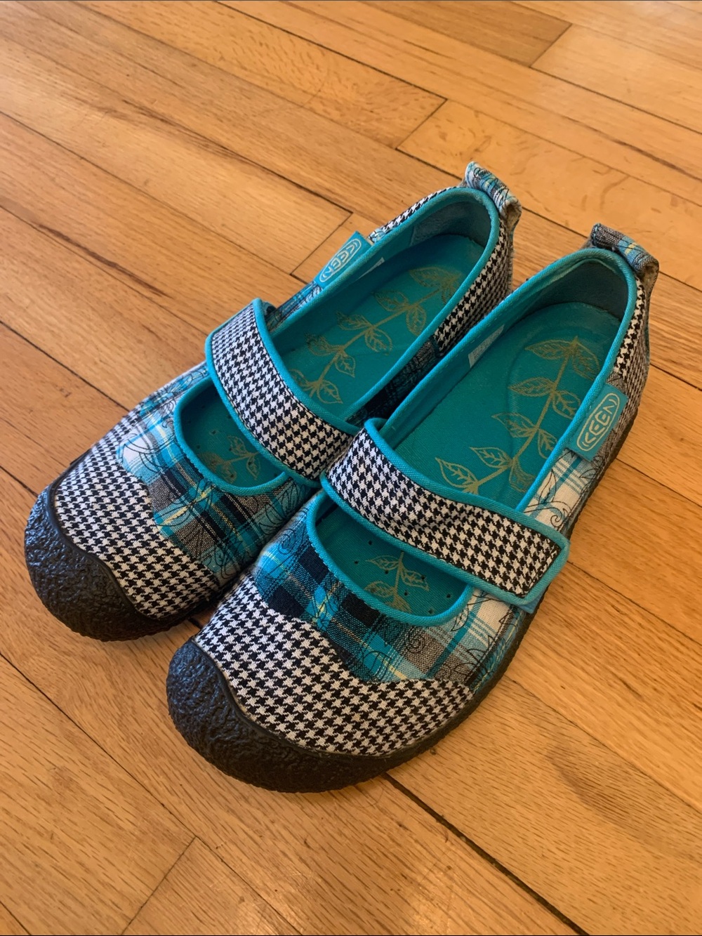 Keen Teal Plaid Mary Jane shoes